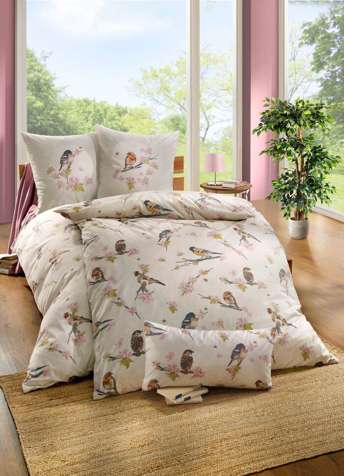 Bettw&auml;sche-Garnitur mit Reissverschluss CREME