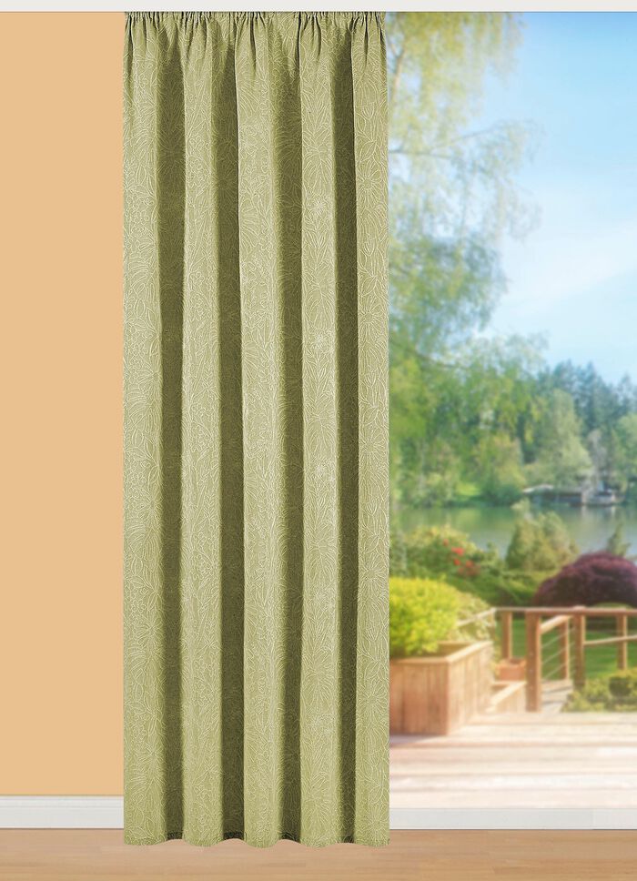 Herrlicher &Uuml;bervorhang mit aufgesticktem Dessin GR&Uuml;N