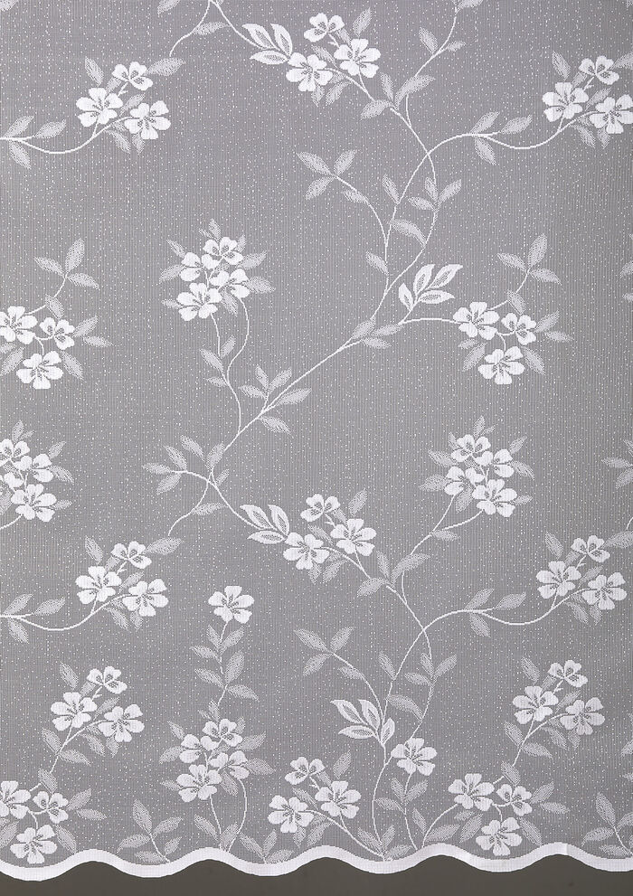 Blumenfenster-Vorhang mit Universalschienenband WEISS