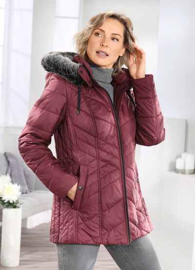 Jacke mit abnehmbarem Kunstpelz-Besatz an der Kapuze 