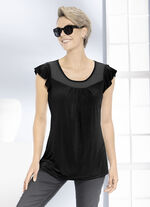 Shirt mit Chiffon-Einsatz in 2 Farben SCHWARZ