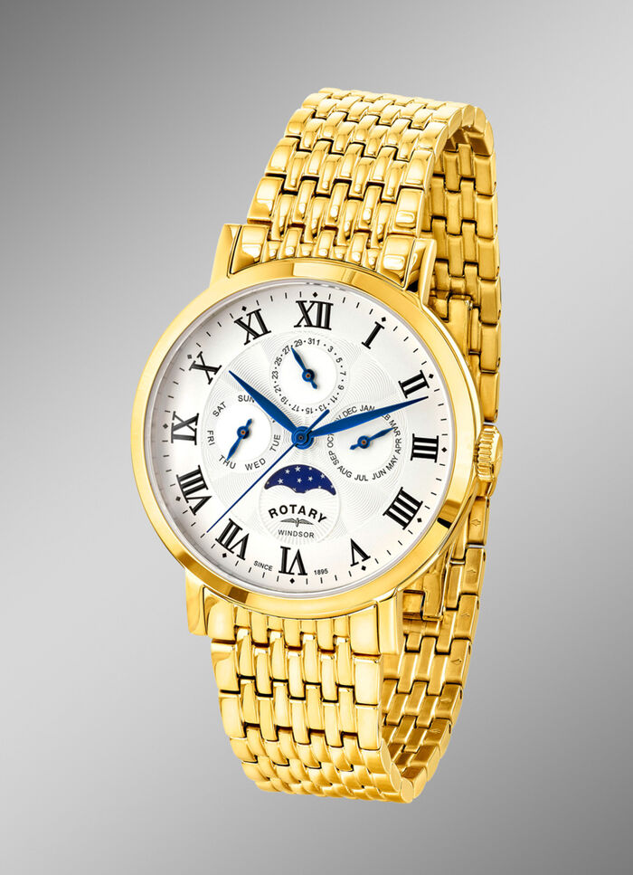 Herrenuhr mit goldplattiertem Edelstahlbandgeh&auml;use  