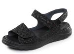 Waldl&auml;ufer, bequeme Damen-Sandalen, Weite H, mit herausnehmbarem Fussbett SCHWARZ