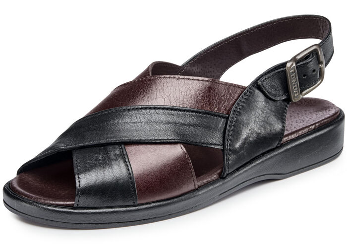  Sandale mit anatomisch geformten Lederfussbett SCHWARZ-BORDEAUX