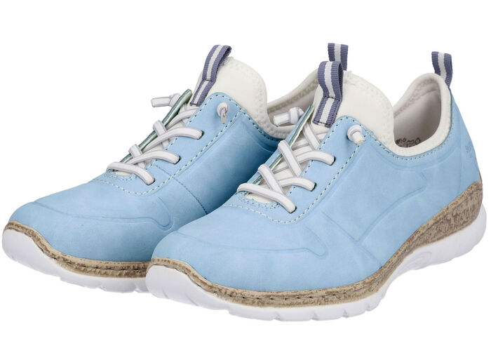 Rieker Sneaker mit Elastik-Zierschnürung HELLBLAU-WEISS
