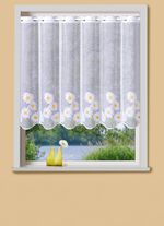 Kurzvorhang mit Stangendurchzug und gebogtem Abschluss WEISS-BUNT