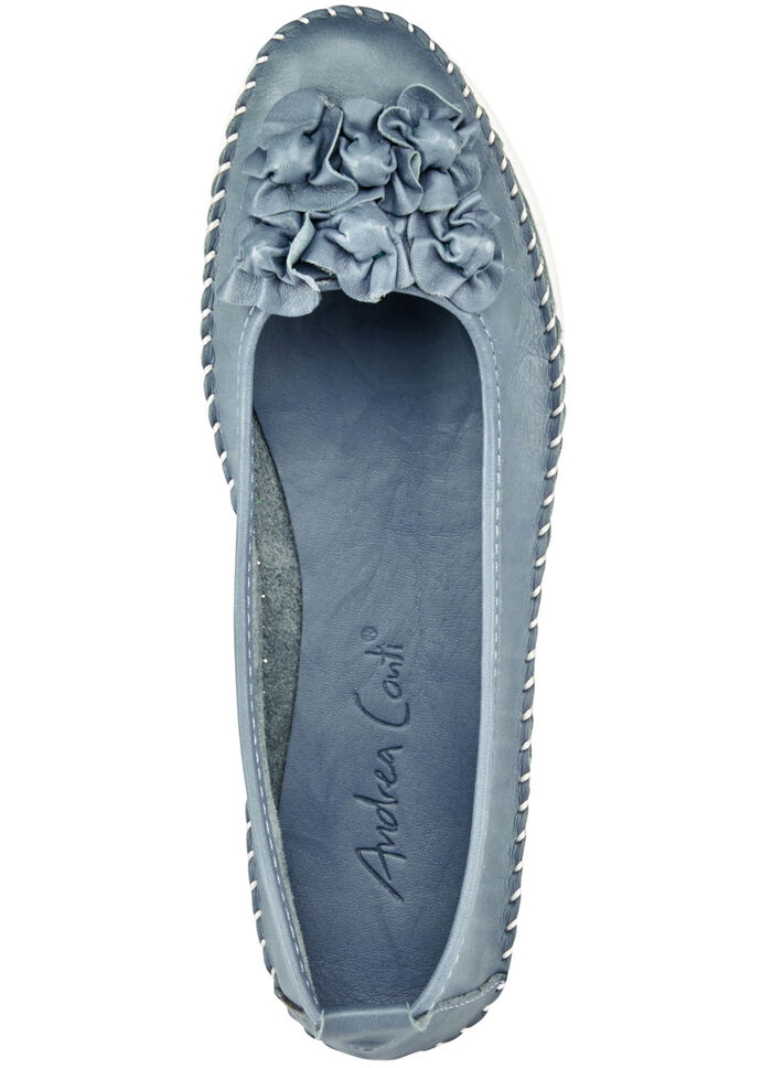 Andrea Conti Mokassin-Slipper mit frechen Lederblüten JEANSBLEU