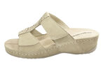 Klett-Pantolette aus echtem Leder BEIGE