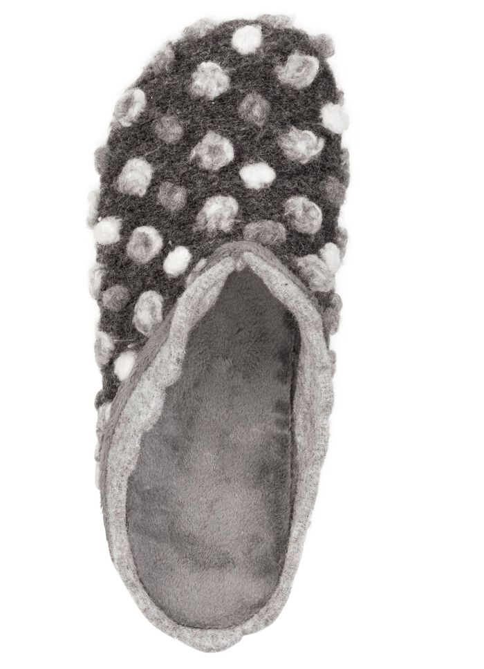 Laurina, klassische Damen-Hausschuhe, mit herausnehmbarem Fussbett GRAU-WEISS