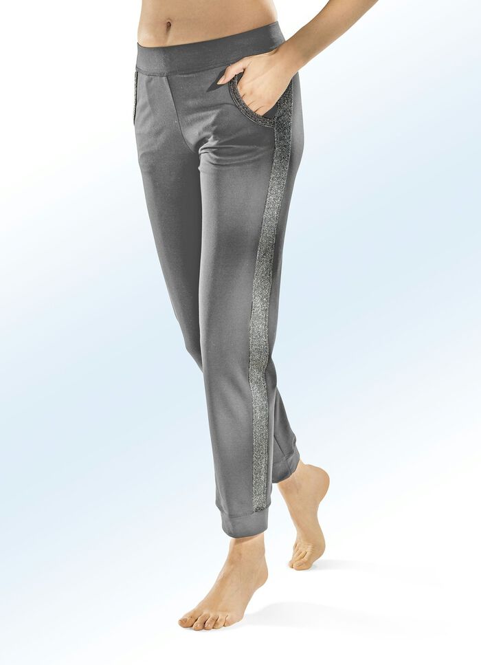 Hose mit Kontrast-Eins&auml;tzen in 3 Farben GRAU