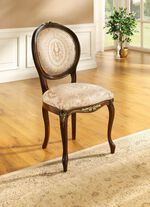 Klassischer Stuhl mit schönen Schnitzereien NUSSBAUM-BEIGE