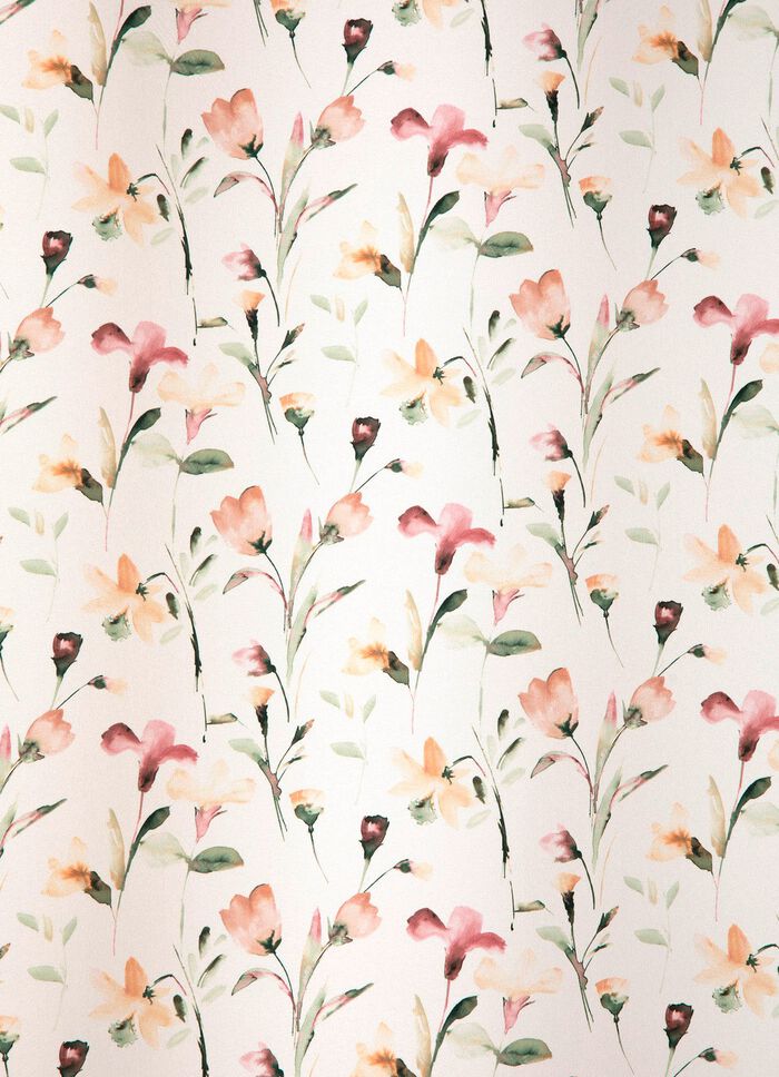 &Uuml;bervorhang mit Blumen-Dessin und Universalschienenband 