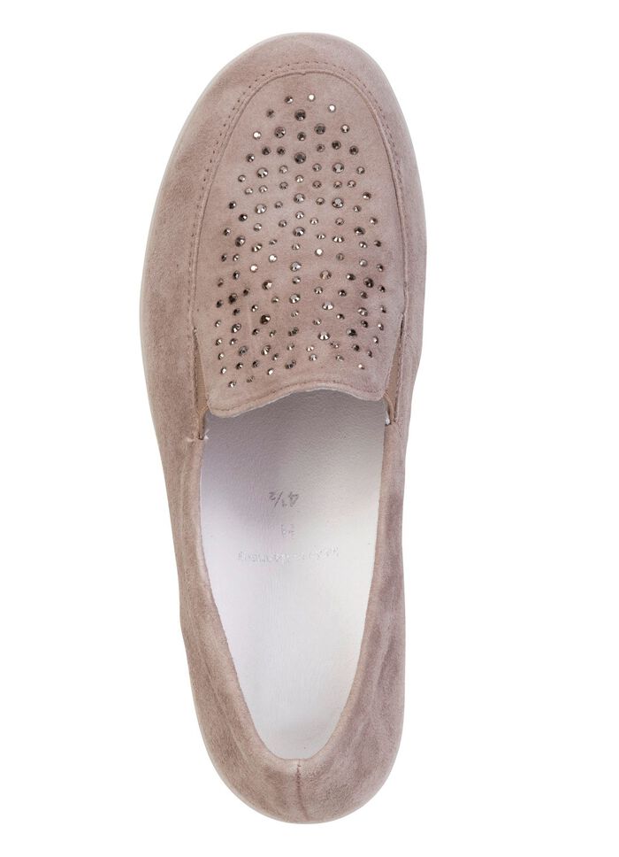 ELENA EDEN, bequeme Damen-Slipper, Weite H, mit herausnehmbarem Fussbett TAUPE