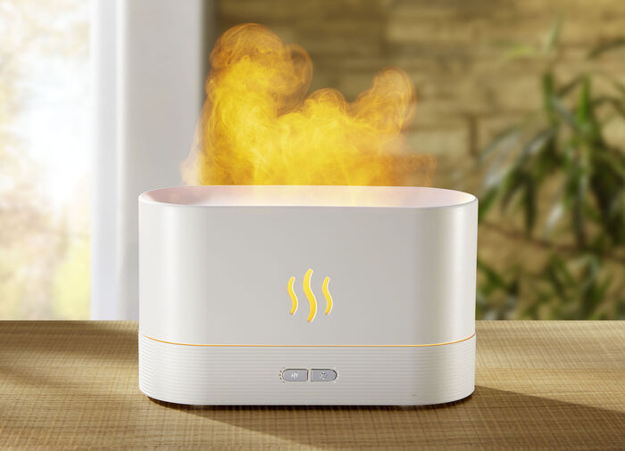 Luftbefeuchter mit Flammeneffekt für eine kuschelige Wohn-Atmosphäre WEISS