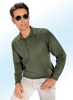 Polopullover mit kurzer Knopfleiste in 4 Farben OLIV MEL.