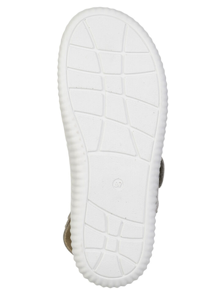 ELENA EDEN, bequeme Damen-Sandalen, Weite H, mit herausnehmbarem Fussbett GRAU-BEIGE