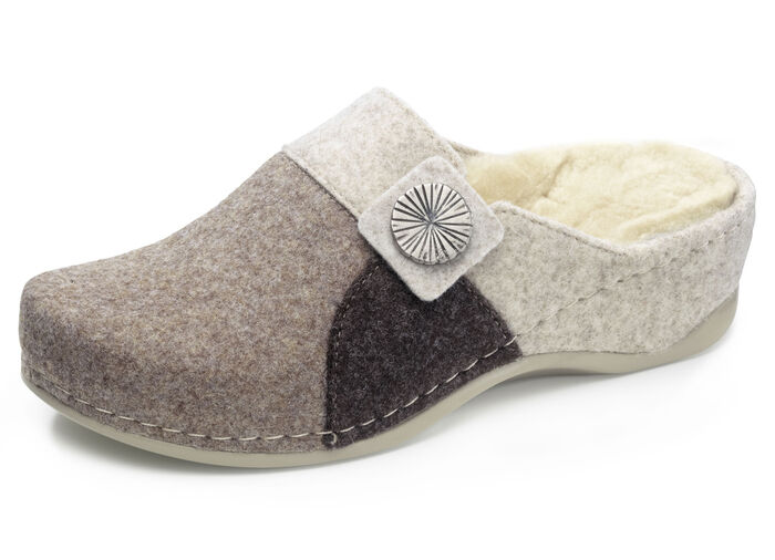 Mubb Pantoffel mit Metallschmuck BRAUN-BEIGE