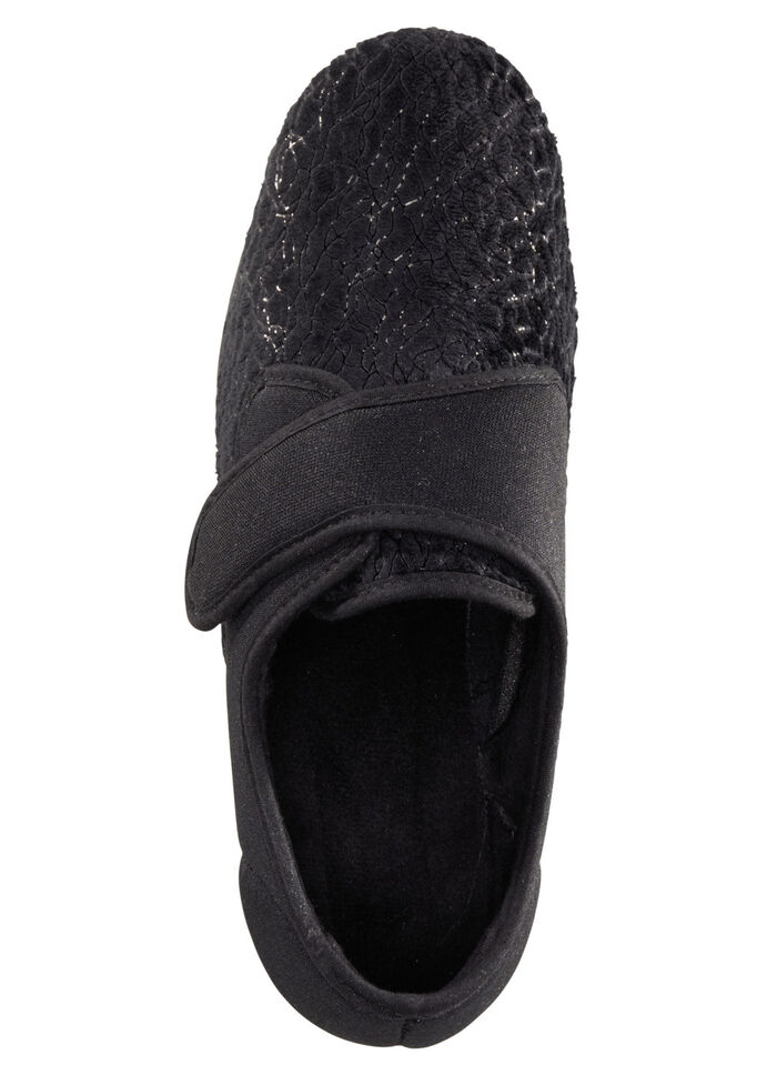 Laurina, klassische Damen-Klettschuhe, mit elastischem Samt SCHWARZ