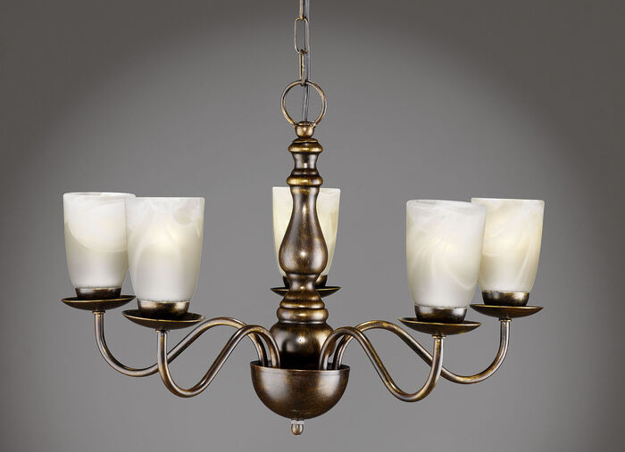 Pendelleuchte mit satiniertem Glas-Lampenschirm BRAUN-GOLD