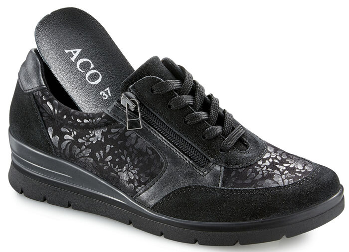 Schnürschuh mi Seitenreissverschluss SCHWARZ