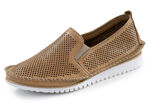 Andrea Conti, sommerliche Damen-Slipper, Weite G, mit herausnehmbarem Fussbett COGNAC