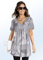 Longshirt mit Faltenlegung in 3 Farben SCHWARZ-WEISS