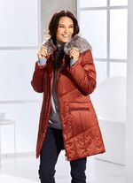 Kurzmantel mit abnehmbarem Kunstpelz-Besatz 