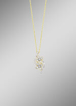 Halskette im Blumen-Design, 10 Brillanten, 22 Diamanten 