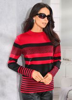 Pullover in Streifen-Mustermix ROT-SCHWARZ
