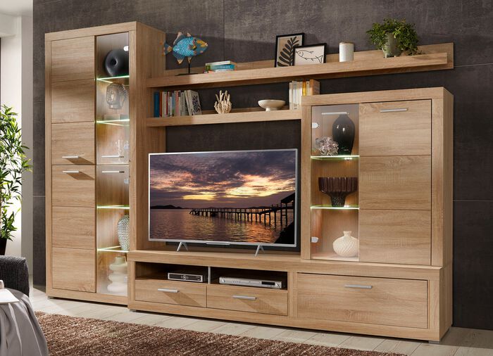 Wohnwand mit LED-Beleuchtung 