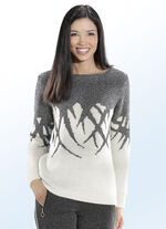 Pullover mit edlem Muster und Glitzer 