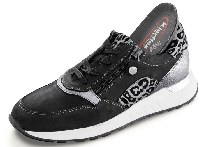 Schnürschuh mit Raubtier-Prägung SCHWARZ