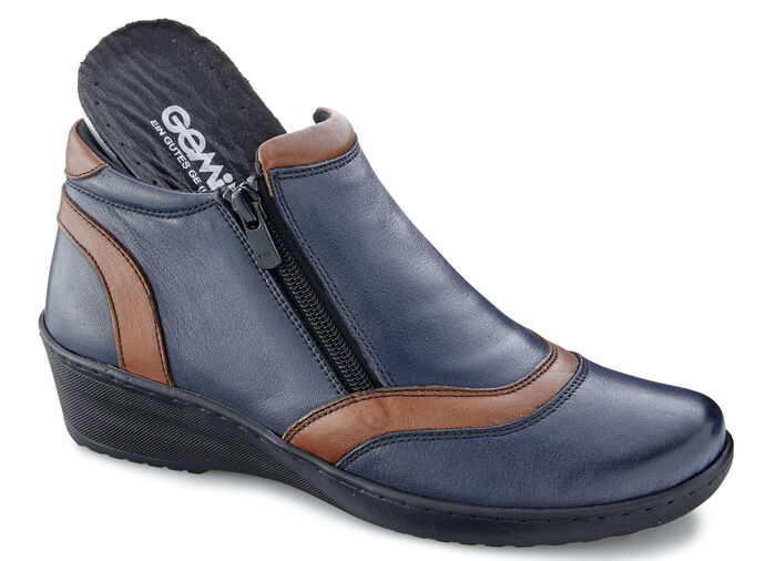 Gemini, bequeme Damen-Boots, Weite H, mit herausnehmbarem Fussbett MARINE-BRAUN