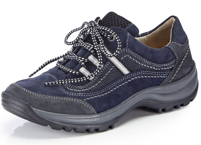 ELENA EDEN Schnürschuh aus teilweise geprägtem Nubukleder MARINE