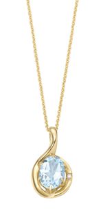 Schicker Anh&auml;nger mit echt Aquamarin und Erbskette 