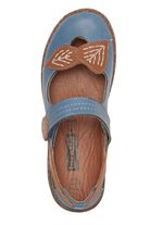 ELENA EDEN-Slipper mit Zierstickerei JEANS-COGNAC