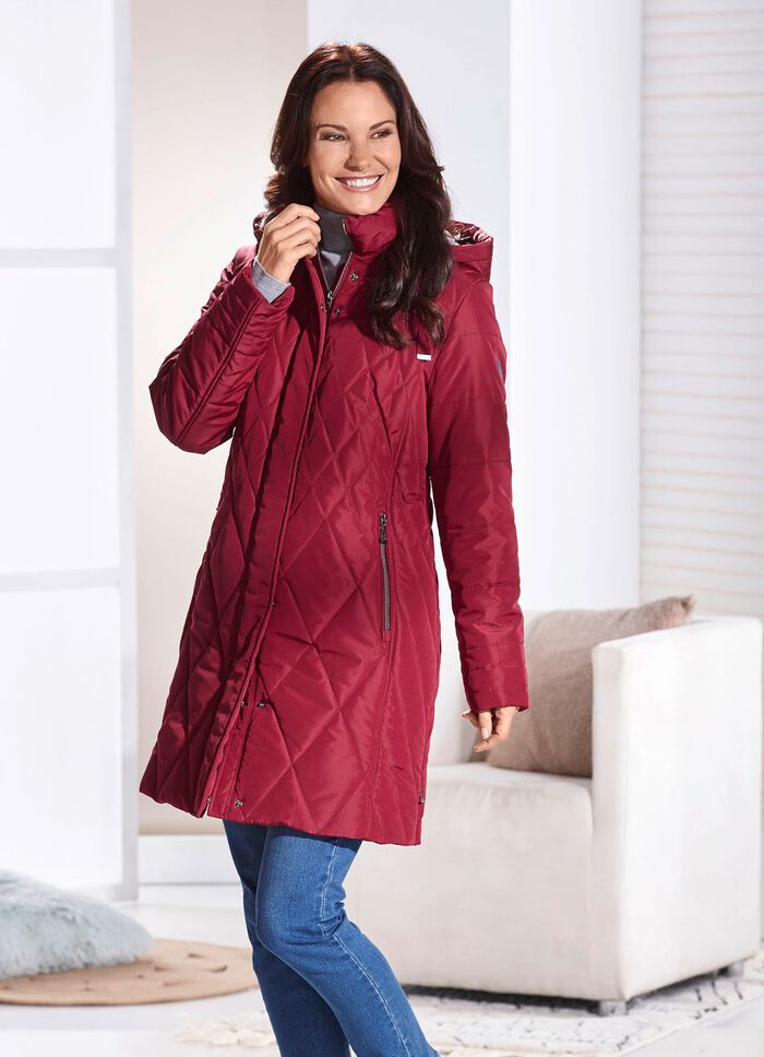 Kurzmantel mit Kunstpelz-Innenausstasttung in der Kapuze 