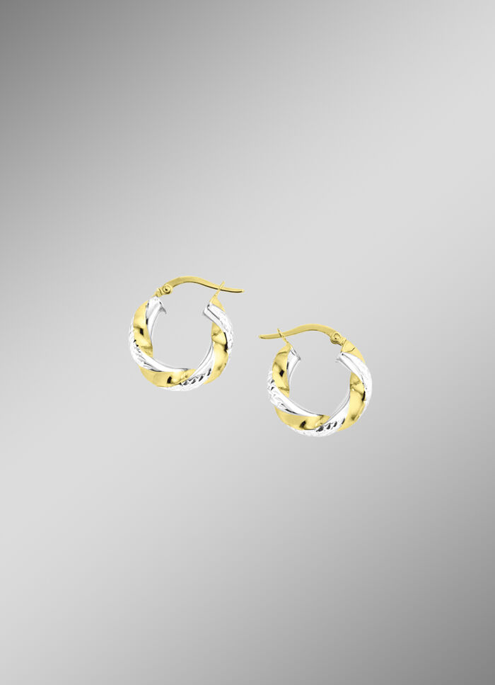 Diamantierte Creolen in Bicolor 