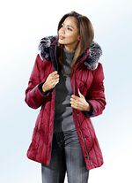 Funktionsjacke mit abnehmbarem Kunstpelz-Besatz KIRSCHROT