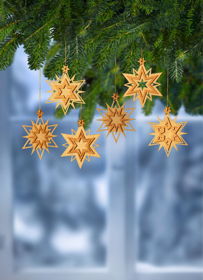 Baumhänger, 6er-Set, aus Holz im Erzgebirge gefertigt 