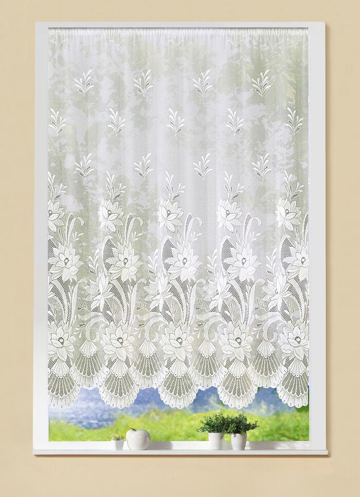 Blumenfenster-Vorhang mit Automatikfaltenband 1:3 