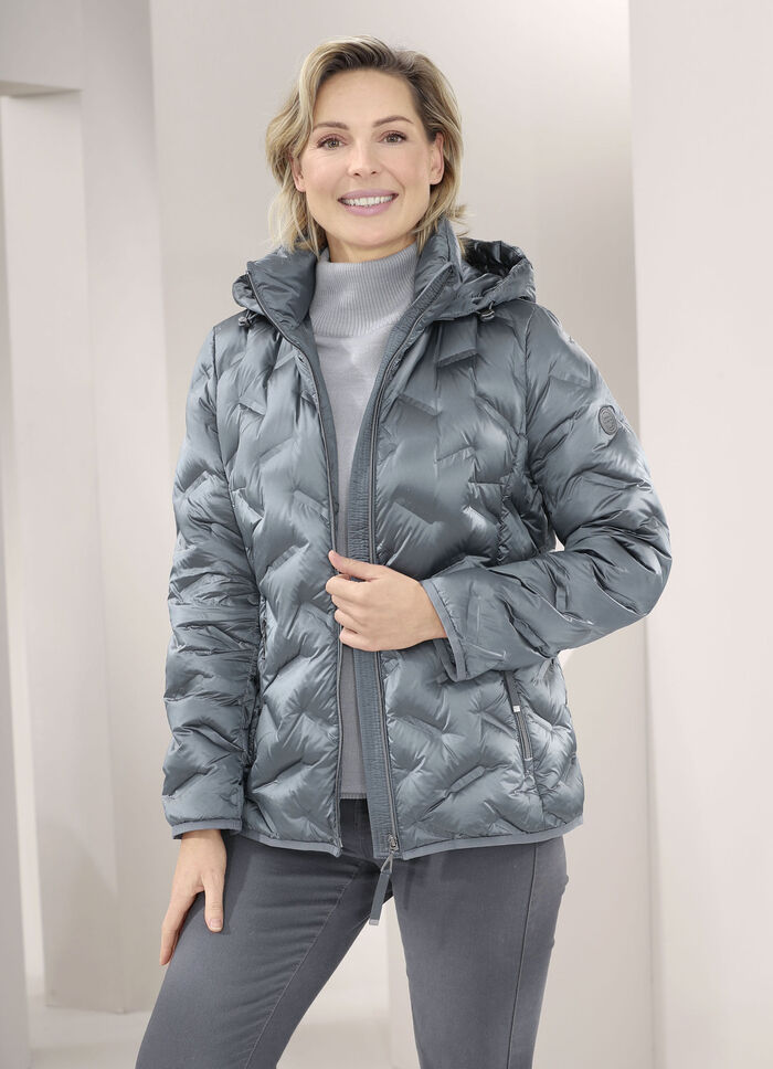Daunenjacke mit abnehmbarer Kapuze STAHLBLAU