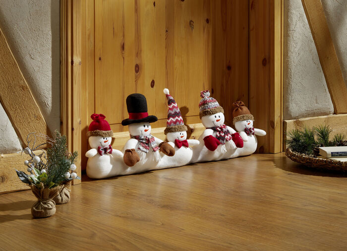 Zugluftrolle mit 5 lustigen Schneemännern 