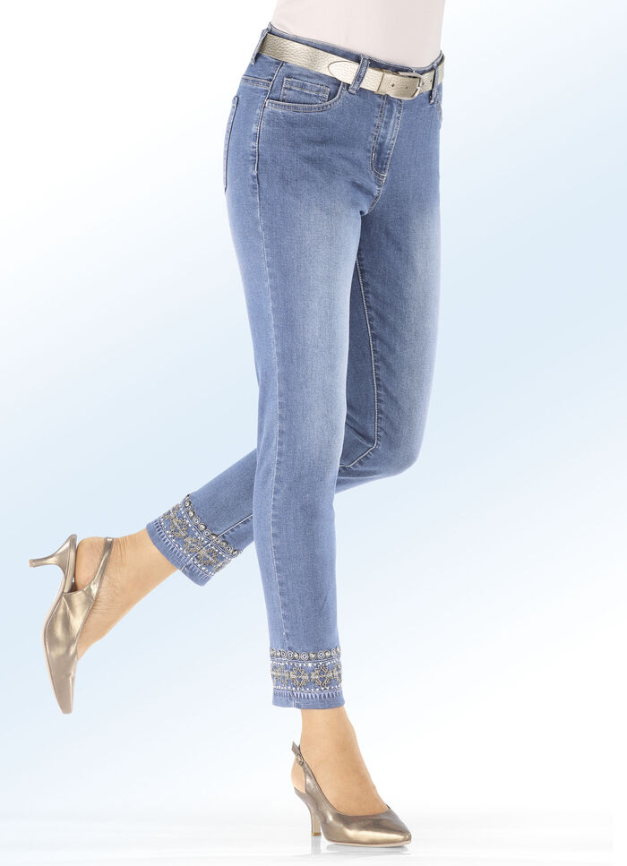Jeans mit aufwendigen Stickereien HELLBLAU