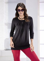 Longshirt mit dezenter Faltenlegung in 2 Farben SCHWARZ
