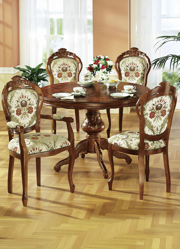 Esszimmer-Stühle oder Sessel in Nussbaum BEIGE GEMUSTERT