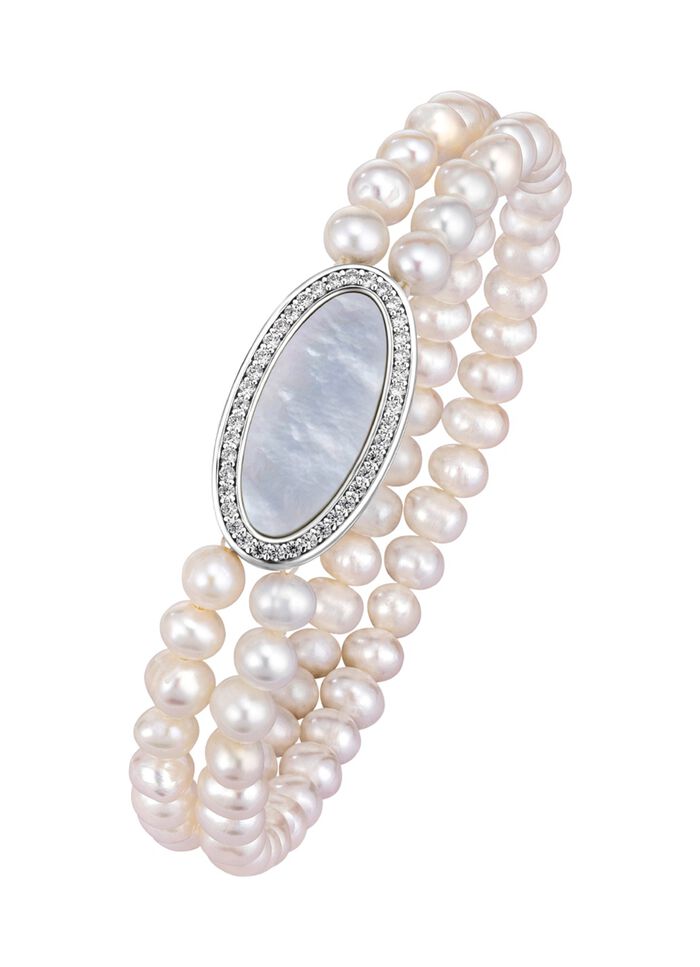 Elastisches, 2-reihiges Armband mit S&uuml;sswasser-Zuchtperlen 