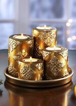 Adventsteelichthalter aus Keramik GOLD