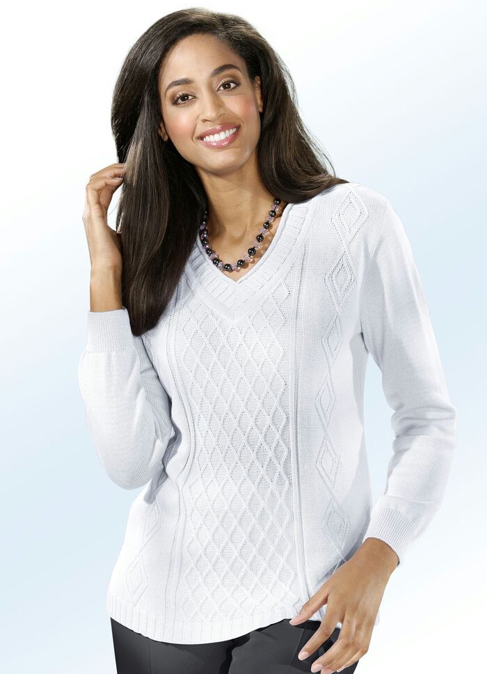 Pullover mit Rautenstruktur WEISS