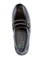 ELENA EDEN Slipper aus Nappaleder und gepr&auml;gtem Lackleder ALTSILBER-SCHWARZ